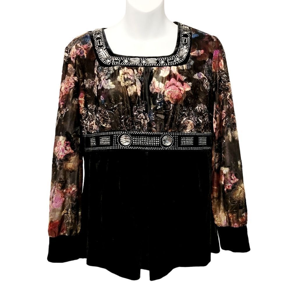 2/$20 Vintage 90s Black With Rhinestone Top Blouse